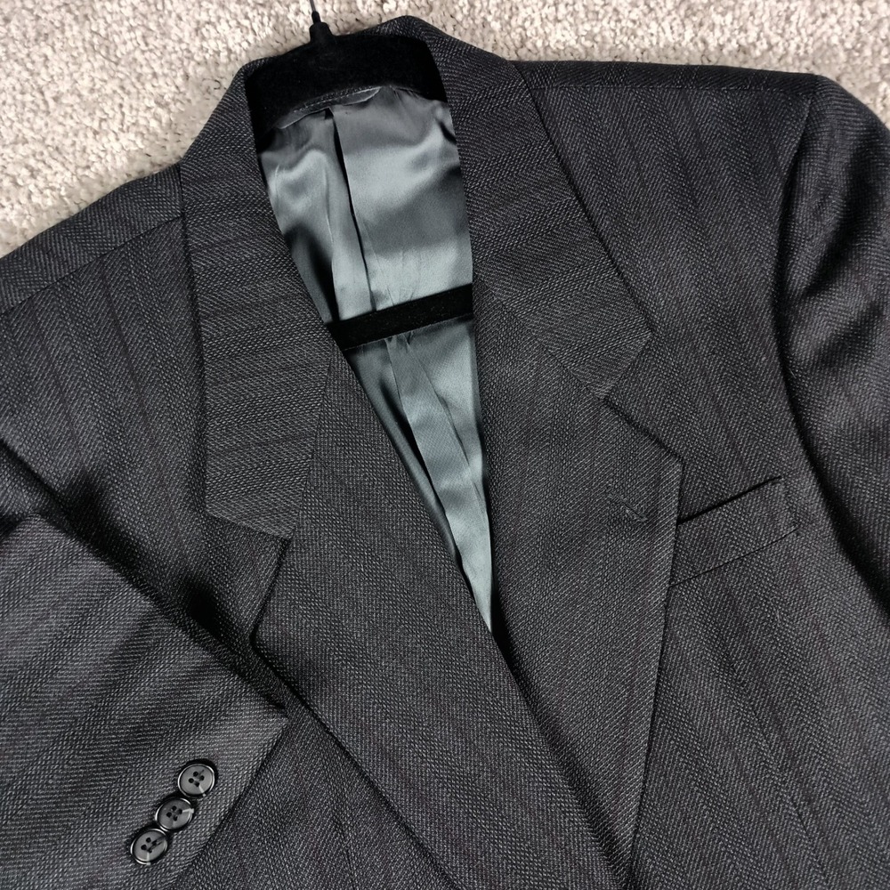 Vintage Anralfo Orsini Blazer 42L Mens Charcoal Grey Pinstripe 100% Wool Rome